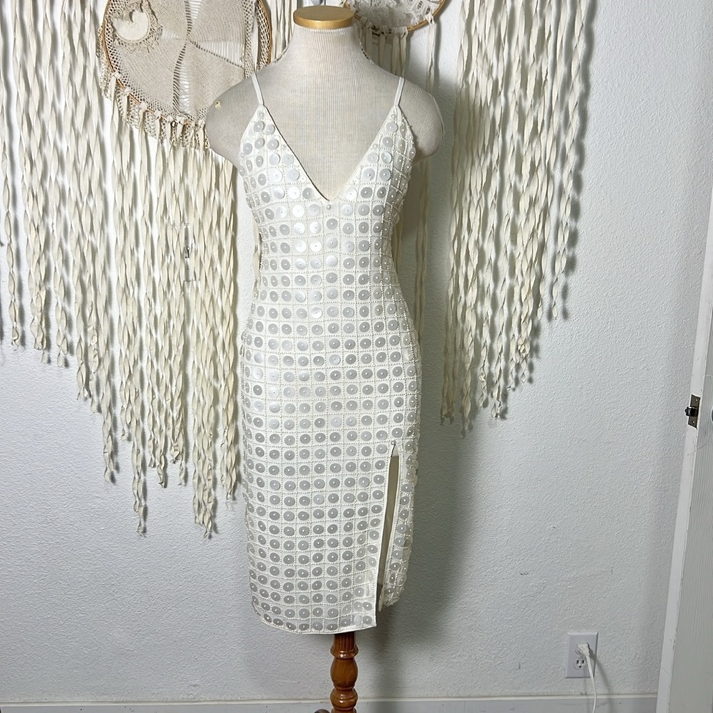 Revolve | NBD Winny Sequined Cocktail Dress Size XS in Ivory